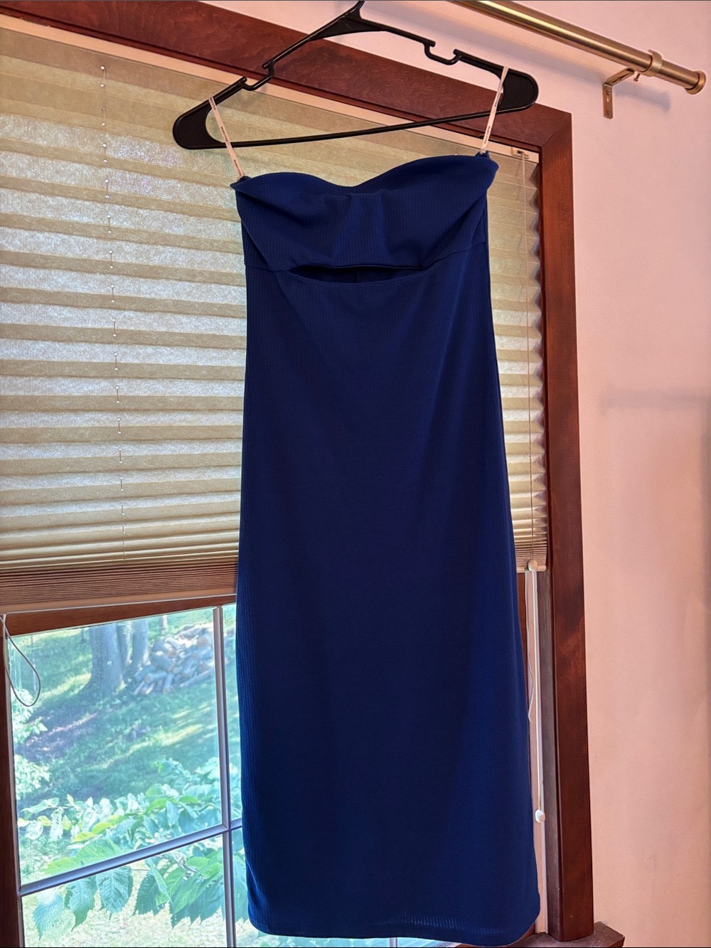 Blue Strapless Midi Dress